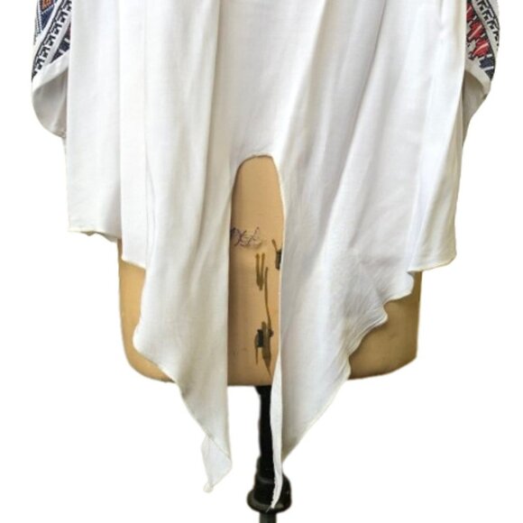 NWOT Boho embroidered tie front white loose light tunic top blouse - Picture 9 of 16